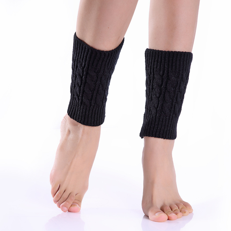Womens Knitted Short Leg Warmers Winter Cable Knit Boot Cuffs Foot Warmer